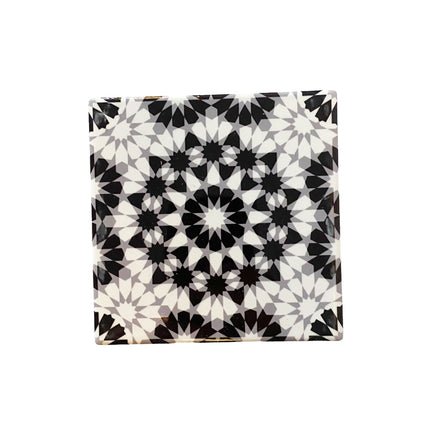 Dessous de verre en céramique orientale noir et blanc