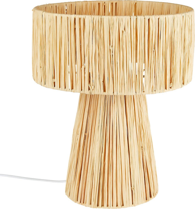 Atmosphera Lampe de table en Raphia - Ø28xH34cm - Beige
