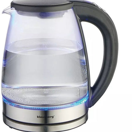 Klausberg KB7887 Bouilloire Électrique – 1.8L, 1850-2200W, Verre Borosilicate & Acier Inoxydable 304, LED RGB, Contrôle de Température - Changement de couleur par la chaleur