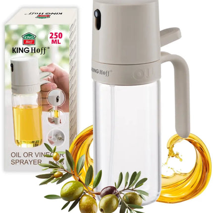 KINGHOFF KH-2005 Vaporisateur d'huile 250 ml – Vaporisateur d'huile et de vinaigre en acier inoxydable et verre – Vaporisateur d'huile à brumisation fine – Beige