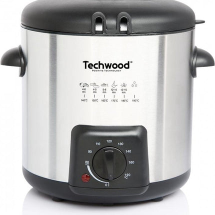 TECHWOOD MINI FRITUUR- EN FONDUEPAN 2-IN-1 RVS