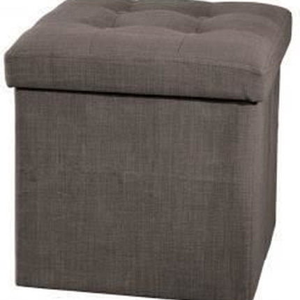 Atmosphera Pouf/tabouret/repose-pieds - boîte de rangement - gris foncé - PU/MDF - 38 x 38 cm - pliable