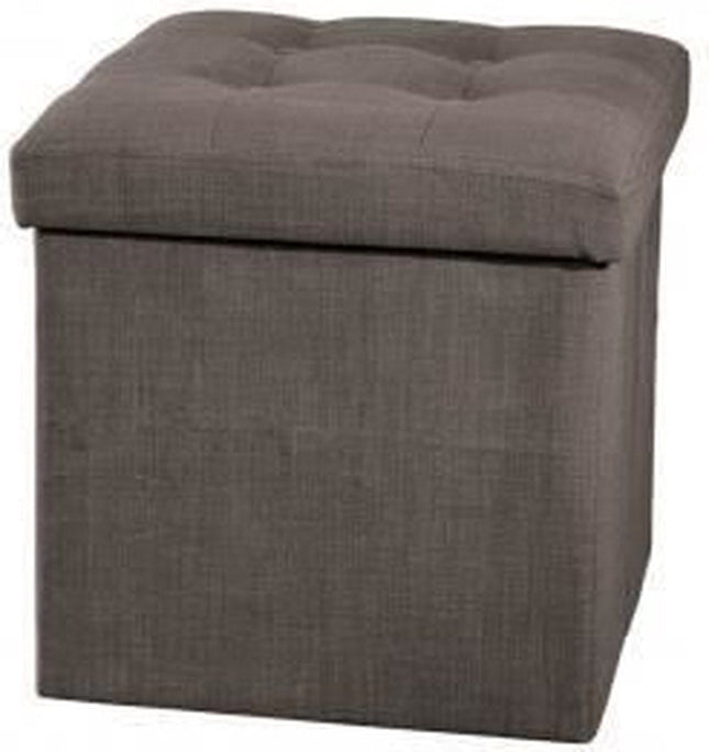 Atmosphera Pouf/tabouret/repose-pieds - boîte de rangement - gris foncé - PU/MDF - 38 x 38 cm - pliable