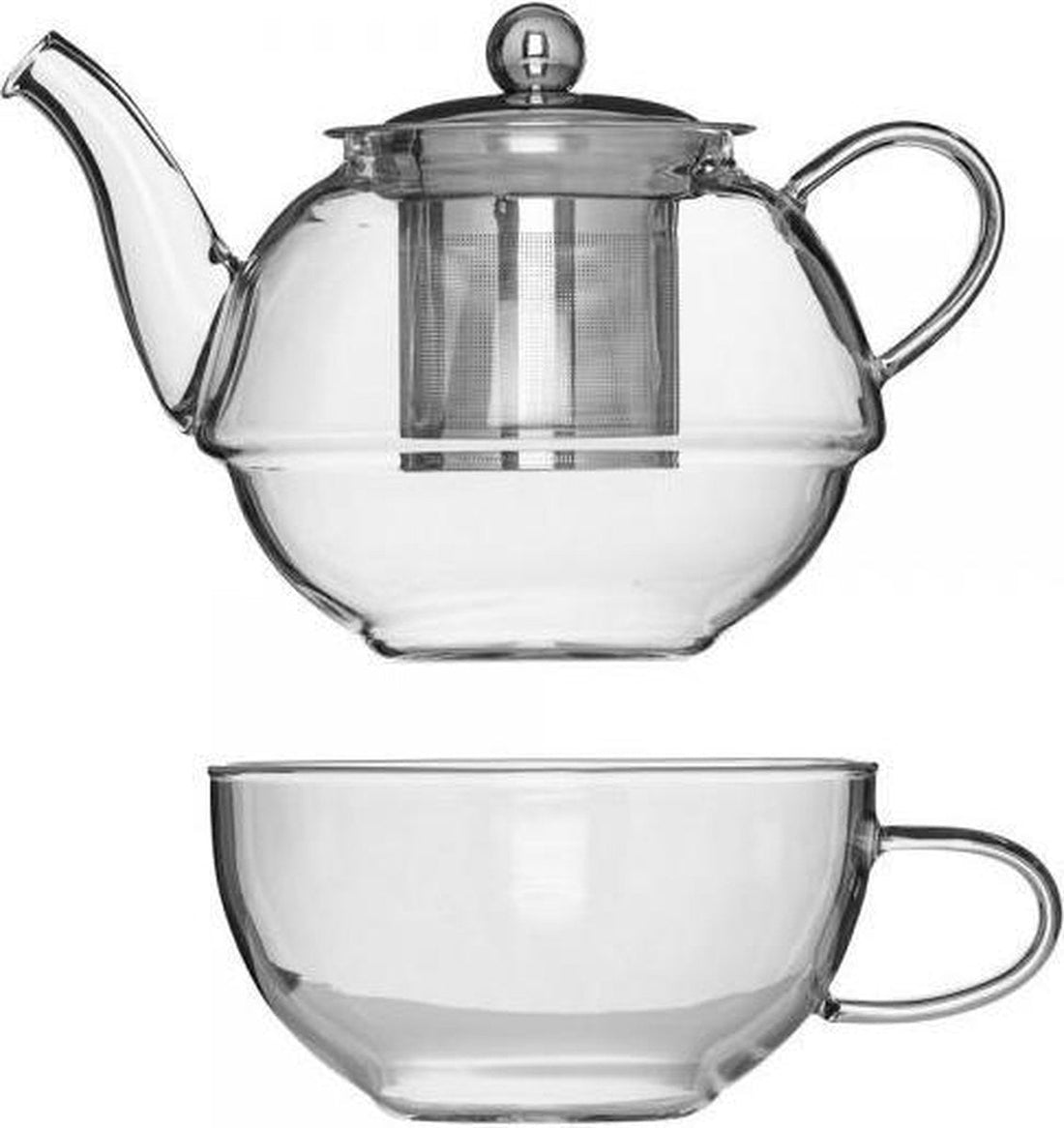 Tea for one / Glass Tea4one / teapot for 1 person 600ml and cup
