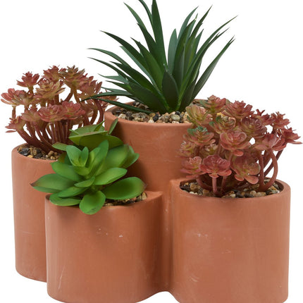 Atmosphera Plante artificielle Wonj Cactus et plantes grasses - 22x16x20cm - Terre cuite