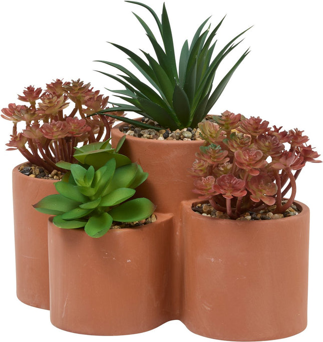 Atmosphera Plante artificielle Wonj Cactus et plantes grasses - 22x16x20cm - Terre cuite