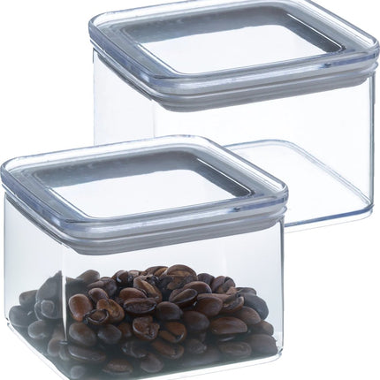 5Five Pot de conservation - 2x - cuisine/nourriture - plastique - 500 ml - couvercle hermétique - transparent - 10 x 10 x 7 cm