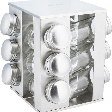 Kinghoff 4008 - Support à épices carré - Acier inoxydable - 13 pièces