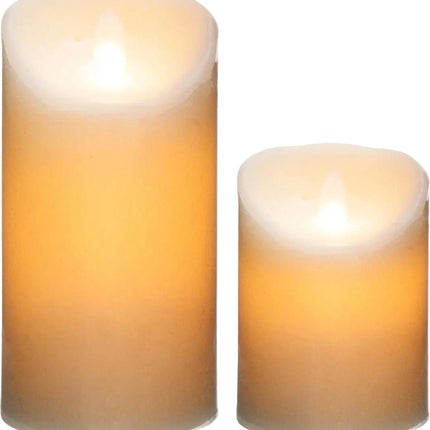 Lot de bougies piliers LED - 2 pièces - Lumière chaude - 10 et 20 cm