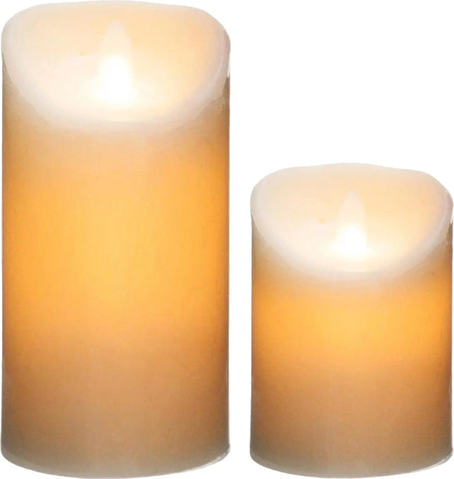 Lot de bougies piliers LED - 2 pièces - Lumière chaude - 10 et 20 cm