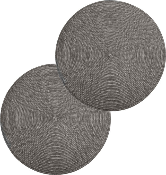 Secret de Gourmet ronde placemat - Set van 6x stuks - grijs - gevlochten kunststof - Dia 38 cm - Onderleggers
