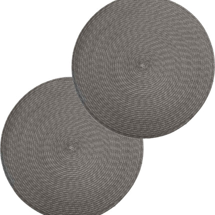 Set de 12 sets de table ronds Secret de Gourmet - gris - plastique tressé - Diamètre 38 cm - Dessous de plat