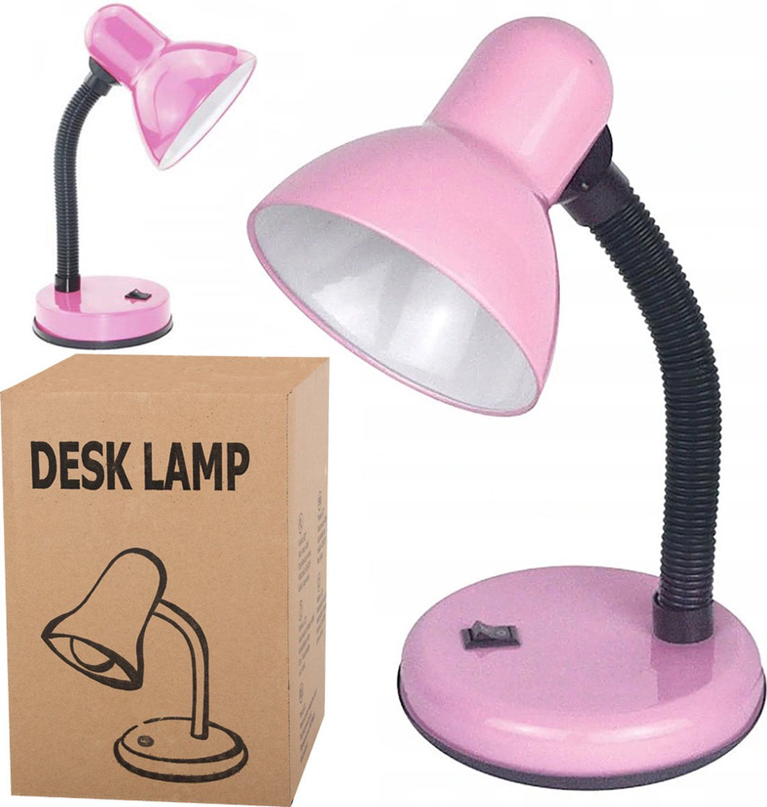 Bureaulamp metaal roze zwart - buigzame poot - kinder tafellamp