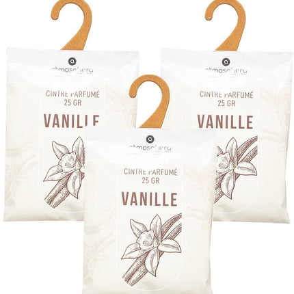 Sachets parfumés Atmosphera Vanille - 12x - avec crochet - diffuseur de parfum/désodorisant