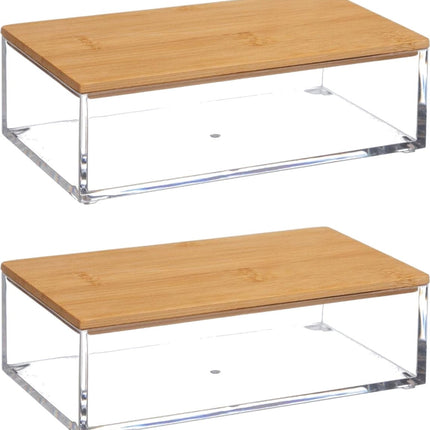 Lot de 2 boîtes/supports à bijoux/maquillage 16 x 5 cm en plastique - Boîte à vernis à ongles - Boîte à bijoux - Boîte à maquillage - Organisateur