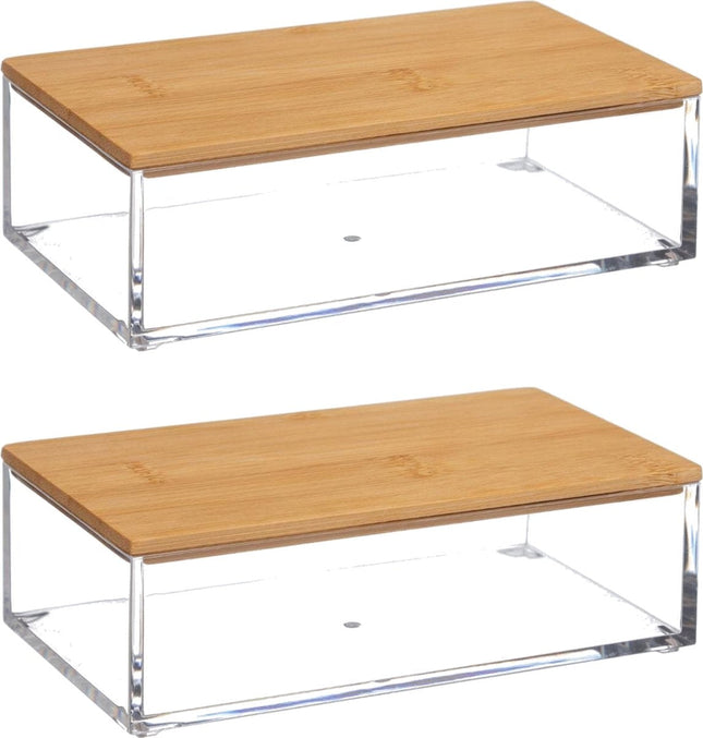 Lot de 2 boîtes/supports à bijoux/maquillage 16 x 5 cm en plastique - Boîte à vernis à ongles - Boîte à bijoux - Boîte à maquillage - Organisateur