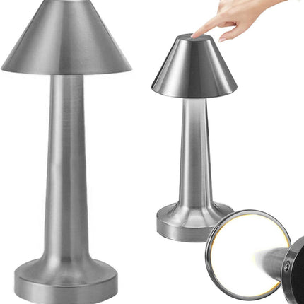 Lampe de table à piles - Rechargeable et dimmable - Commande tactile - Lampe moderne - Veilleuse sans fil - Veilleuse rechargeable - Argent
