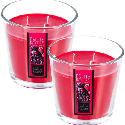 Atmosphera Candles Bougie parfumée - 2x - en verre - parfum fruits rouges - 40 heures de combustion - 13 x 12 cm - décoration d'intérieur - bougies parfumées