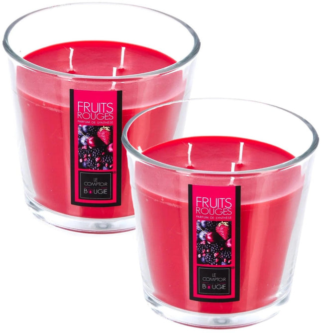 Atmosphera Candles Bougie parfumée - 2x - en verre - parfum fruits rouges - 40 heures de combustion - 13 x 12 cm - décoration d'intérieur - bougies parfumées