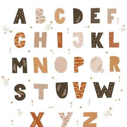 Sipo Set d'Autocollants Muraux Alphabet - 4 Pièces Lettres pour Chambre d'Enfant - 70x73 cm - ABC Adhésif pour Mur et Meubles - Stickers Muraux - Apprentissage des Lettres - Éducatif