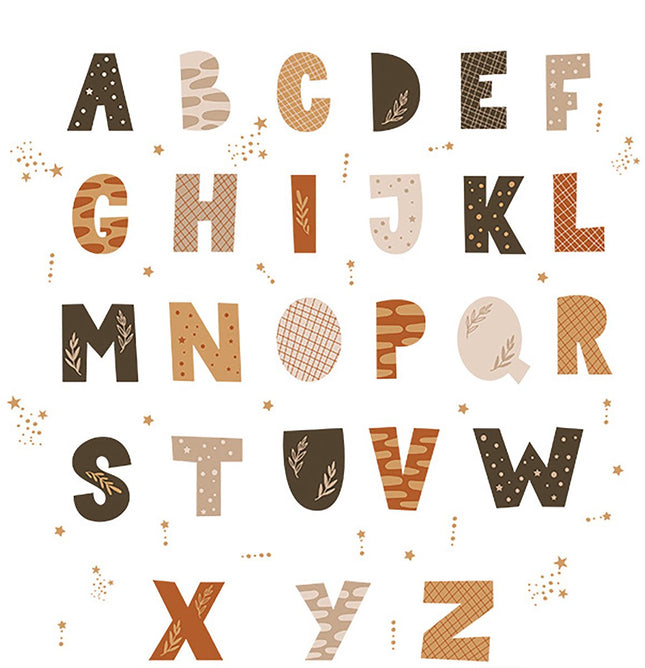 Sipo Set d'Autocollants Muraux Alphabet - 4 Pièces Lettres pour Chambre d'Enfant - 70x73 cm - ABC Adhésif pour Mur et Meubles - Stickers Muraux - Apprentissage des Lettres - Éducatif
