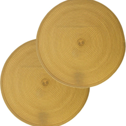 Set de 8 sets de table ronds Secret de Gourmet - jaune - plastique tressé - Diamètre 38 cm - Dessous de plat
