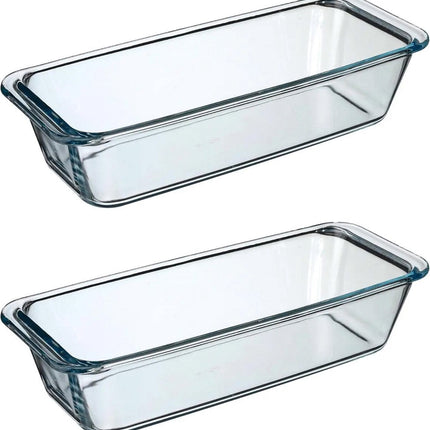 Plat à four à gâteau Secret de Gourmet - 2x - rectangulaire - Verre transparent - 31 x 12 cm