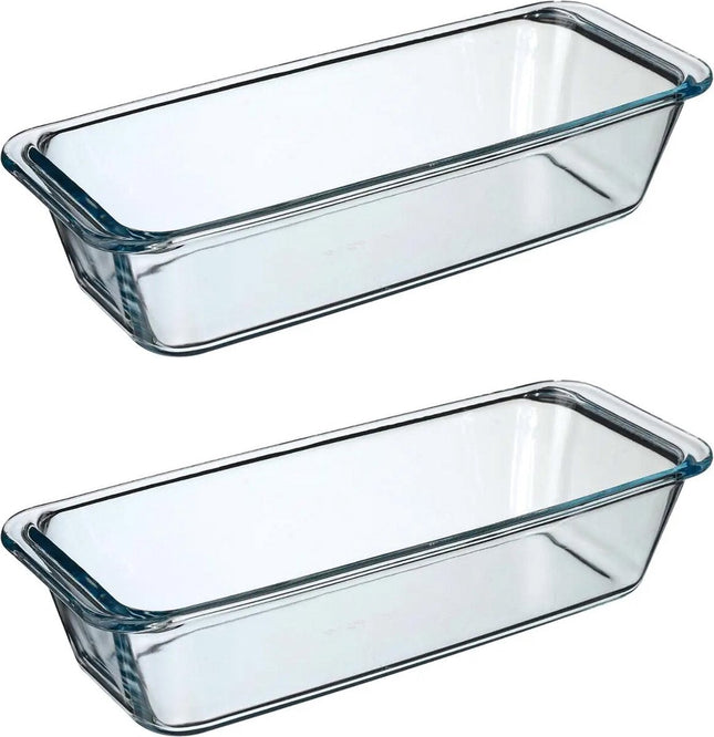 Plat à four à gâteau Secret de Gourmet - 2x - rectangulaire - Verre transparent - 31 x 12 cm