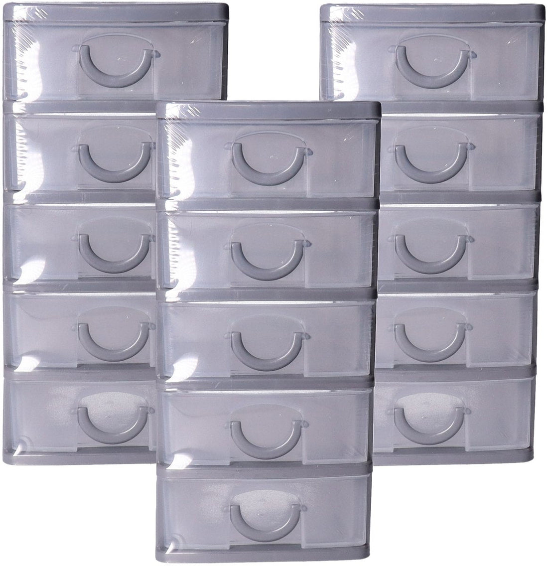 Five Ladeblokje kunststof met 5 lades - 3x - transparant/zwart - 9 x 13 x 19 cm - opberglades