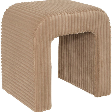 Atmosphera Pouf Sevi - Velours côtelé - 41x36x43cm - Beige