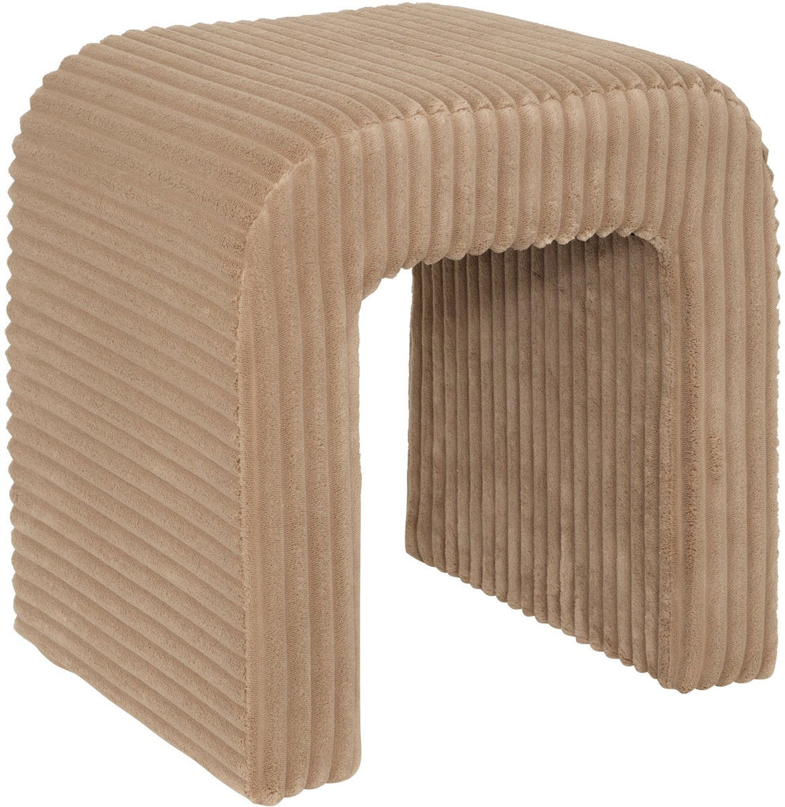 Atmosphera Sevi poef in corduroy met boogvorm – beige, 41 x 36 x 43 cm