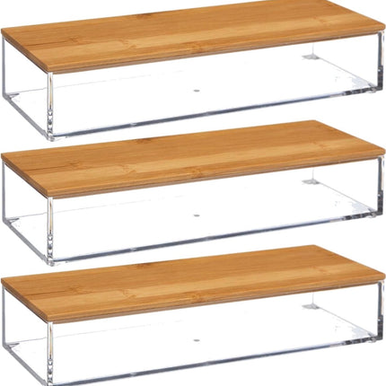 Lot de 3 rangements/boîtes à bijoux/maquillage en plastique 25,5 x 5 cm - Boîte à vernis à ongles - Boîte à bijoux - Boîte à maquillage - Organiseur