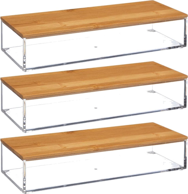 Lot de 3 rangements/boîtes à bijoux/maquillage en plastique 25,5 x 5 cm - Boîte à vernis à ongles - Boîte à bijoux - Boîte à maquillage - Organiseur