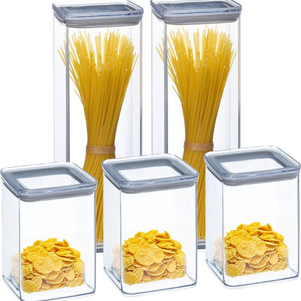 5Five Boîtes de conservation lot de 5 - cuisine/aliments - plastique - 1000/2000 ml - couvercle hermétique