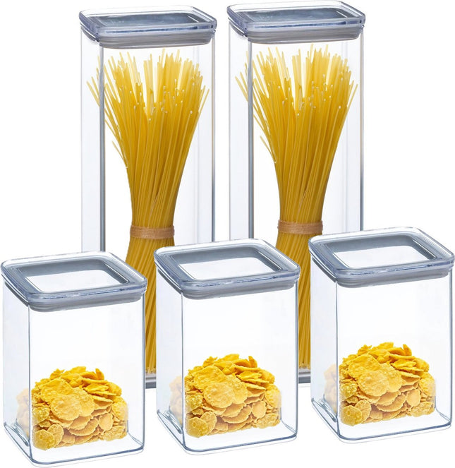 5Five Boîtes de conservation lot de 5 - cuisine/aliments - plastique - 1000/2000 ml - couvercle hermétique