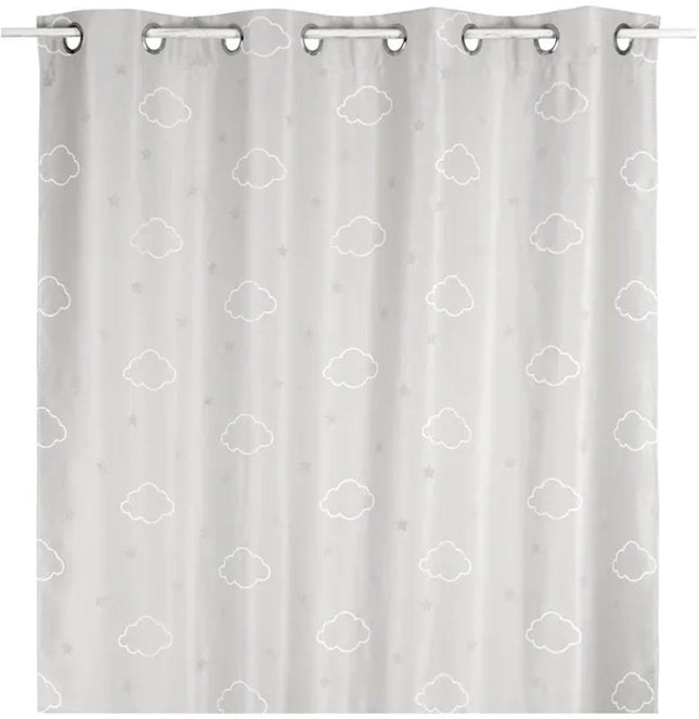 ATMOSPHERA Grijs verduisteringsgordijn met fosforescerende sterren 140 x 250cm