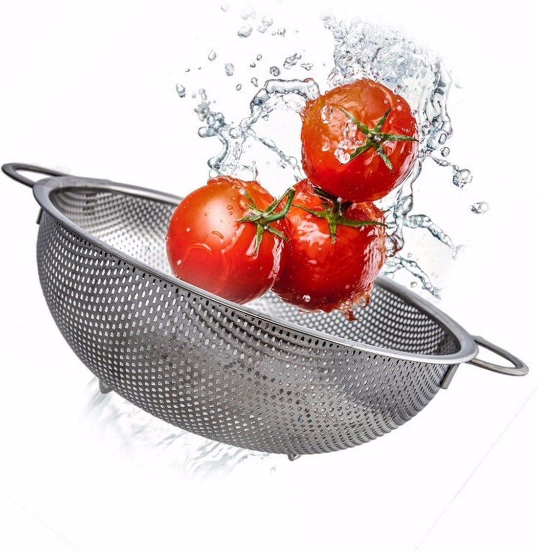 Stainless steel kitchen colander/sieve 28 cm - Kitchen/cooking supplies - Draining pasta/potatoes/vegetables - Sieves/colanders
