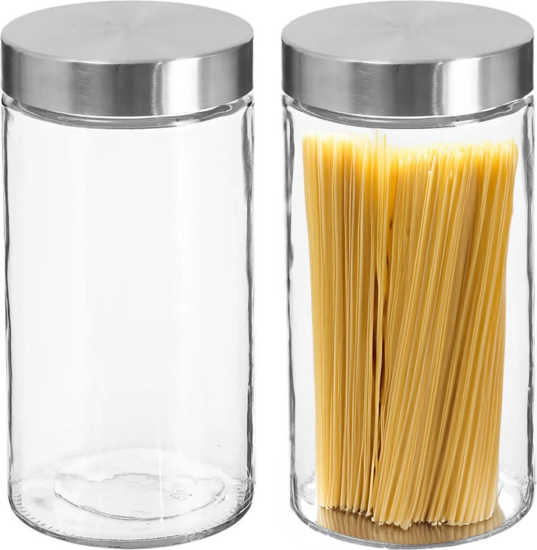 2x Vorratsgläser/Vorratsdosen 1,7L Glas mit Edelstahl-Deckel - 1700 ml - Vorratsdosen mit luftdichtem Deckel