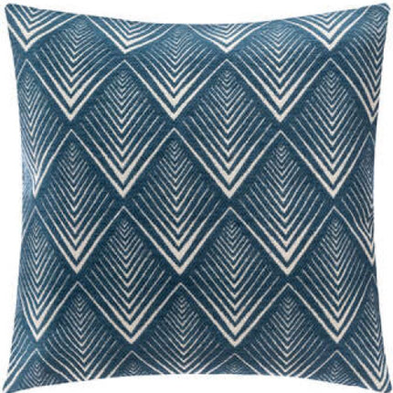 Atmosphera Créateur d'intérieur® - Coussin (housse) chenille géométrique bleu 40x40, bleu moyen