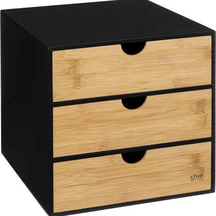5Five Bava Tour de bureau en bambou - Rangement - Range-documents de bureau - Organiseur de bureau - 3 tiroirs - Organiseur de bureau