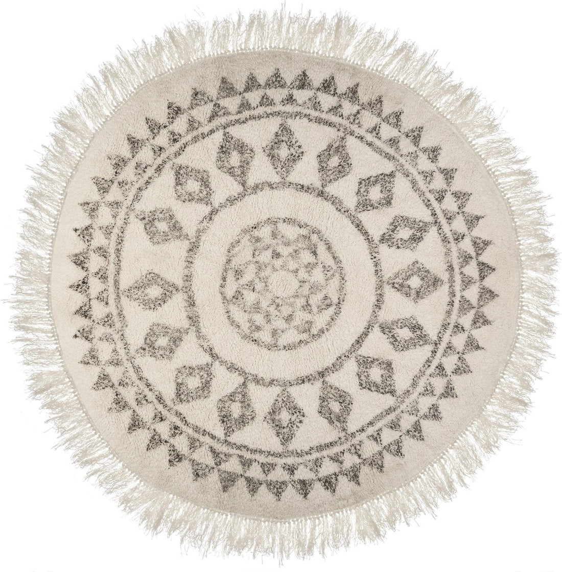 Atmosphera rond tapijt 120 cm – vloerkleed met mandala-patroon en franjes