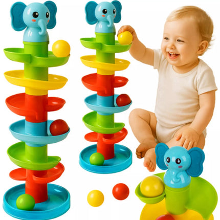 Tour de balles Kruzzel – Jouet coloré dès 12 mois – Jouet éléphant joyeux