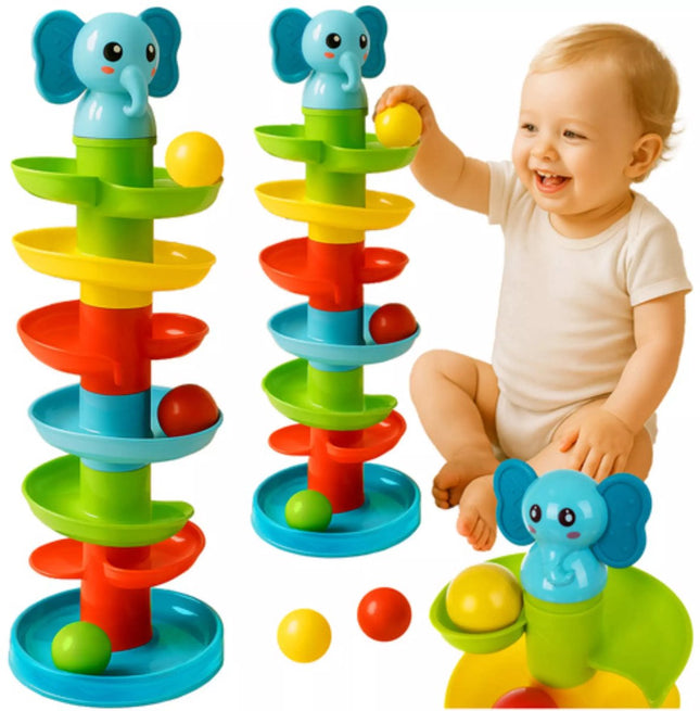 Tour de balles Kruzzel – Jouet coloré dès 12 mois – Jouet éléphant joyeux