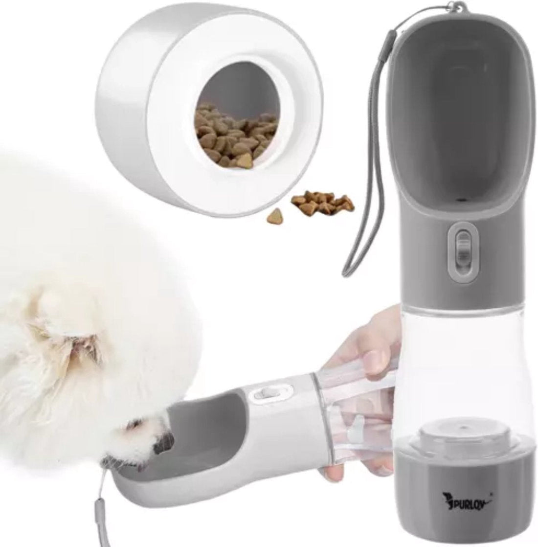 Purlov Hundeflasche/Trinkflasche mit Napf: Perfekt für Reisen mit Ihrem Hund