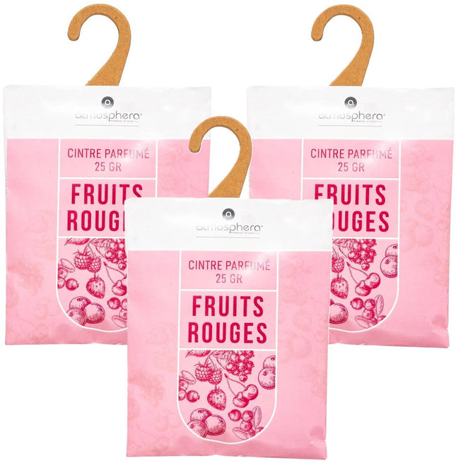 Atmosphera Sachets Parfumés Fruits Rouges - 6x - avec crochet de suspension - cartes parfumées/désodorisant