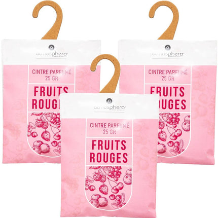 Sachets parfumés Fruits Rouges Atmosphera - 3x - avec crochet - cartes parfumées/désodorisant