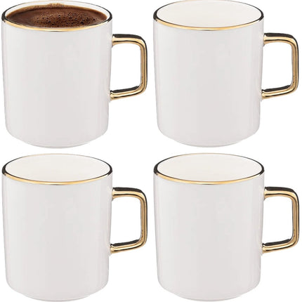 Secret de Gourmet Mugs Athena - Lot de 4 - Céramique - Blanc/Or - 350 ml - 8 x 9 cm