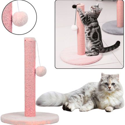 Krabpaal voor Katten Laag 40 cm Roze - Met Sisal - Paal en Hangend Speeltje met Pompon - Speelplezier voor de Kat - Roze Krab Paal - Krabpaal - Kat en Kittens