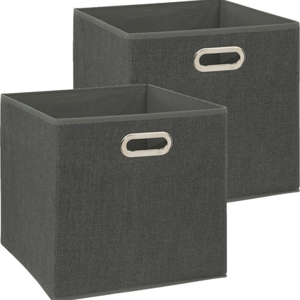 5Five Panier de rangement/bac de rangement – 2x – Gris foncé – 31 x 31 x 31 cm – 29 litres – Paniers pour meuble à casiers – Tissu avec fond renforcé – Pliable