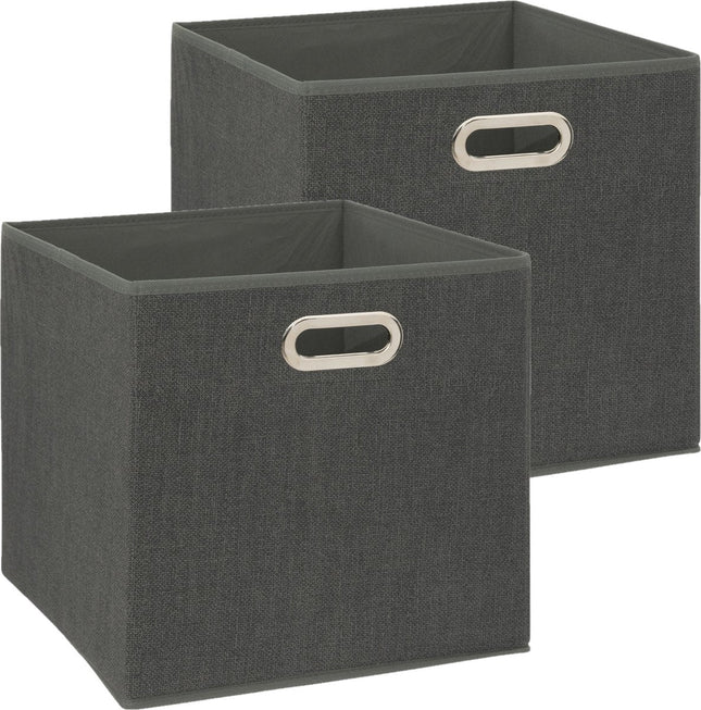 5Five Panier de rangement/bac de rangement – 2x – Gris foncé – 31 x 31 x 31 cm – 29 litres – Paniers pour meuble à casiers – Tissu avec fond renforcé – Pliable